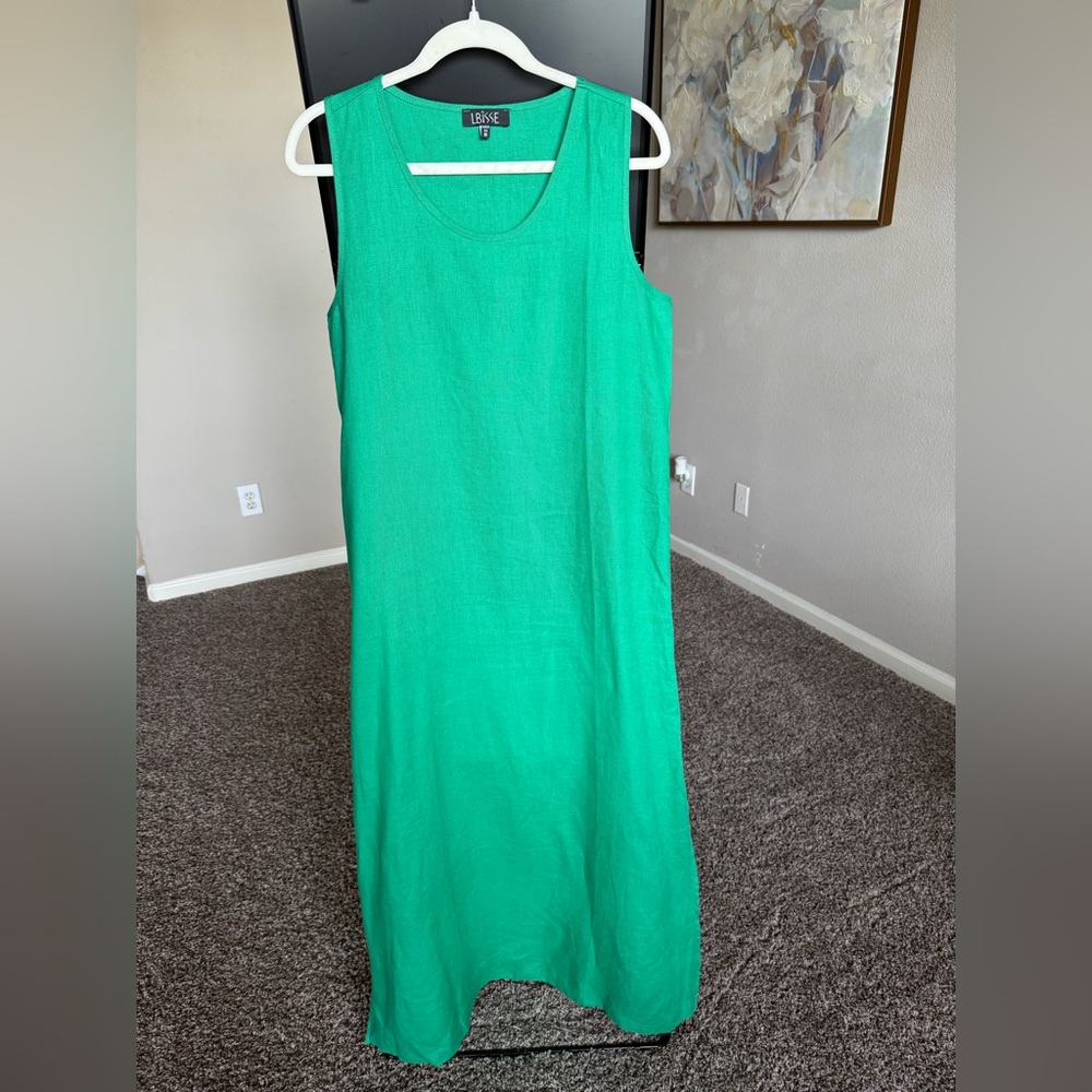 Linen Green Sleeveless Dress